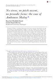 The consonants of standard malay and also indonesian are shown below. Pdf No Stress No Pitch Accent No Prosodic Focus The Case Of Ambonese Malay