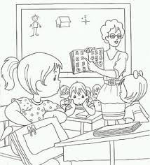 Imágenes para colorear # profelenny # educabolivia # educativo # educ. Dibujo De Una Maestra Con Sus Alumnos Para Colorear