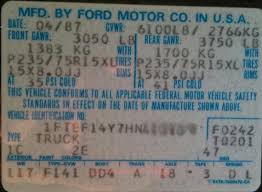 Identify Your Ford Truck Axle From The Door Sticker Blue