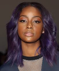 To whom dark purple hair colour is suitable for? Justine Skye Purple Hair Colors Photos Meaning History