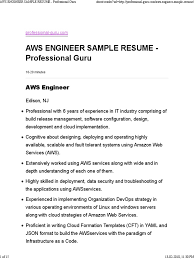 aws engineer sample resume