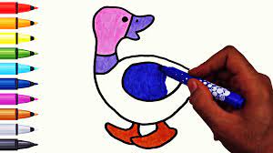 Drawing And Coloring A Duck How To Draw A Duck Draw Animals For Kids Coloring Books Animal Coloring Pages