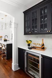 Black Wet Bar Cabinets In A Chic Black And White Kitchen Homebardecorationpictures Modern Home Bar Kitchen Renovation Home Bar Decor