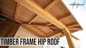 With the hip cut to length, we used pocket screws to locate it in place temporarily. Building A Timber Frame Hip Roof 3 Days 3 Guys Youtube
