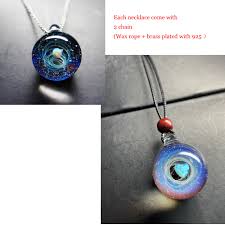 Nebula Galaxy Double Sided Pendant Necklace Glass Art Picture Handmade Statement Universe Planet Jewelry Necklace For Women Aliexpress Jewelry Accessories