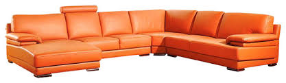2227 Orange Top Grain Leather Sectional Sofa Sectional Sofas By New York Furniture Outlets Inc Modern black and orange sectional.