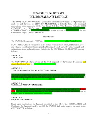 You must not be performing any of the construction work yourself under the contract. Https Www Cityofmontrose Org Documentcenter View 1769 Construction Contract With General Conditions Warranty Language