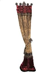 Layered black and gold with tassel trim and tassel tiebacks. Designer Curtain Panel Style 15 Brussels And Red Velvet With Croc Band Reilly Chance Collection