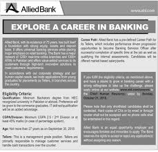 Displayed here are job ads that match your query. Allied Bank Abl Teller Jobs 2018 Online Apply Advertisement Eligibility