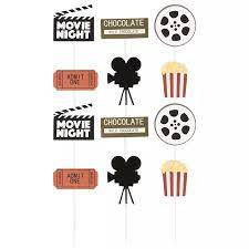 Movie birthday party dessert table. 12 Pcs Cake Inserted Card Movie Themed Party Decor Popcorn Cinema Ticket Lamplight Camera Cake Picks Funny Movie Party Decor Cake Decorating Supplies Aliexpress