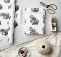 Cartoon Hippo Wrapping Paper