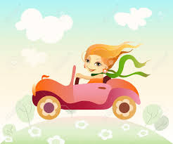 Vector Illustration Eines Madchens Fahrendes Auto Lizenzfrei Nutzbare Vektorgrafiken Clip Arts Illustrationen Image 13428251