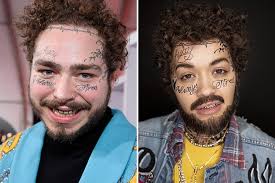 Rita Ora shows off beard and face tattoo as she dresses up as Post Malone  for Halloween