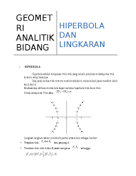 Kumpulan soal dan jawaban geom. Geometri Analitik Bidang Hiperbola Dan Lingkaran I Siti Hajar Imran Academia Edu