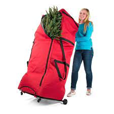 Santa S Bags Upright 9 Ft Tree Storage Duffel Bag With Front Handle Bar And Rear Metal Handl Christmas Tree Storage Bag Christmas Tree Storage Tree Storage Bag