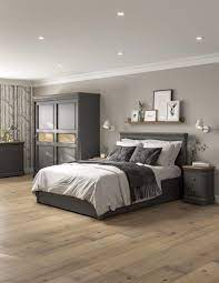 Blond wood bedroom furniture makes a pleasant personal space. Pebble Slate Grey Painted Oak Double Wardrobe With Drawer