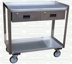 stainless work table two drawer cart