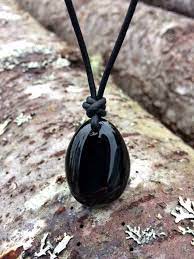 Apache Tear And Leather Necklace Leather Necklace Obsidian Jewelry Necklace