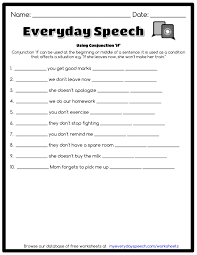 Check Out The Worksheet I Just Made Using Everyday Speech S Worksheet Creator Using Conjunction If Conjuncti Speech Therapy Worksheets Speech Conjunctions