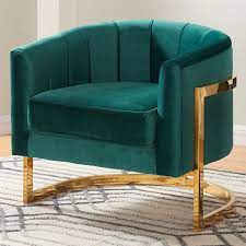 meridian furniture 515green carter accent chair green velvet gold stainless round back in 2021 velvet accent chair green chair wayfair living room chairs