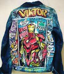 Iron Man Streetart Comics Popart Fashion Fashionstyle Modernart Luxury Ironman Artvladi Art Diy Denim Jacket Denim Art Custom Denim Jackets