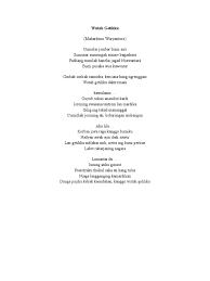 Pengertian geguritan adalah salah satu karya sastra jawa yang memiliki kata atau kalimat yang indah dan memiliki banyak makna dalam bahasa jawa. Wutah Getihku