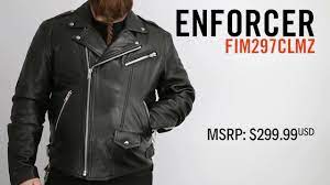 First Mfg Co Enforcer Men S Leather Motorcycle Jacket Youtube