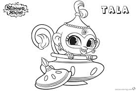 Free Shimmer And Shine Coloring Pages Pet Monkey Tala Printable Shimmer And Shine Characters Coloring Pages Pet Monkey