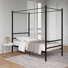 Made of rugged steel with four metal canopy columns that will last and look good for years of daily use and enjoyment. Mainstays Metal Canopy Bed Twin Black Walmart Com Walmart Com