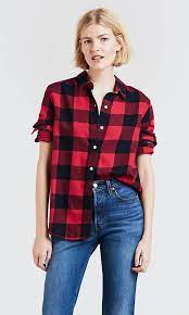 Ultimate Boyfriend Button Back Shirt Red Levi S Us