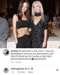 Selena Gomez Commented On Emrata Post On Instagram So Selenagomez Comento En La Publicacion De Emrata En Instagram Tan In 2020 Fashion Skirt Set Prom Dresses