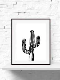 Black And White Cactus Printable Ink With Burlap Mat Black And White Wall Art Cactus Printable White Wall Art