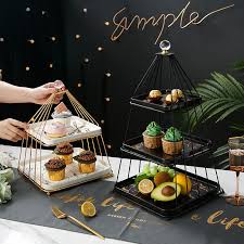 The scalloped design imparts an antique look of an antique. Nordic Three Tier Ceramic Cake Stand Set Afternoon Tea Wedding Plates Party Birthday Dessert Display Cake Tray Metal Tools Buy Three Tier Ceramic Cake Stand Ceramic Bakeware Cake Tray Metal Product On Alibaba Com