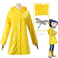 Anime Cosplay Coraline Jones Cosplay Costume Outfits Yellow Hooded Coat  Raincoat Headdress Halloween Carnival Suit - AliExpress