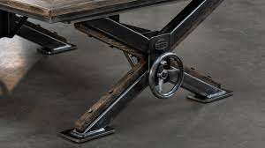 Steampunk industrial barnwood coffee table / machine age lamps / steam gauge / boiler door / table #2533. The Steampunk Coffee Table Steel Vintage
