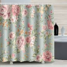 Ufengke Duschvorhang Rosa Rose Blume Mit 12 Haken Grun Duschvorhang Aus Stoff Polyester Wasserdicht Anti Schimmel Fur B Nel 2020