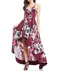 Xtraordinary Floral Print Bra Back Long High Low Dress Plum Grey 3 In 2020 Winter Formal Dresses Dresses Casual Dresses