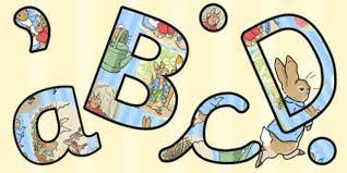 Illustrated letter containing the origin of the tale of peter rabbit; The Tale Of Peter Rabbit Themed Display Lettering Lettering