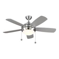 Monte Carlo Discus Classic Ii 44 In Integrated Led Brushed Steel Ceiling Fan With Light Kit 5dic44bsd Ceiling Fan Transitional Ceiling Fans Monte Carlo