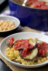 oven baked brown rice and eggplant