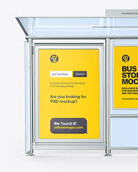 Collection of free book mockups is expanding. Metallic Bus Stop Mockup In Outdoor Advertising Mockups On Yellow Images Object Mockups