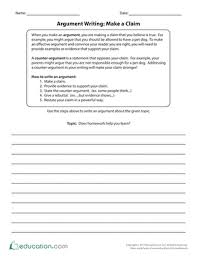 Argument Writing Claim Reasons Evidence Lesson Plan Education Com Lesson Plan Education Com Argumentative Writing Writing Argumentative Essay