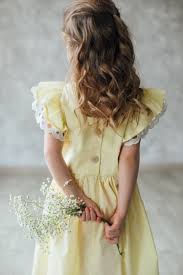 Kids Cotton Dress With Short Sleeves Yellow Dress With Etsy In 2020 Dresses Girls Dress Sewing Patterns Easter Dresses For Toddlers