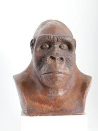 Anne Jo Patinated Plaster Sculpture of a Gorilla Head 20th Century