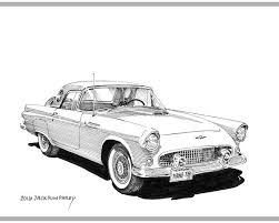 1956 Thunderbird By Jack Pumphrey Car Prints Car Drawing Pencil Thunderbird