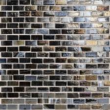 Iridescent glass subway tile bathroom design. Vihara Collection By Sonoma Tilemakers Luxury Tile Textured Subway Tile Iridescent Glass