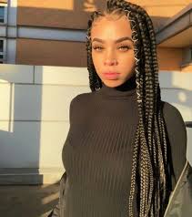 Black And Brown Box Braids Big Pin On Braids