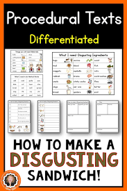 Procedural Writing Activities How To Make A Disgusting Sandwich Procedural Writing Writing Lessons Procedural Text