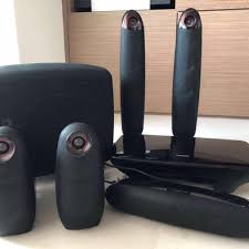 This 9.1.4 setup includes a bar, two satellite speakers, and a wireless subwoofer. Samsung 5 1 Home Theatre Sound System With Dvd Ht X715 Home Appliances Tvs Entertainment Systems On Carousell