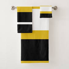 Black And White Striped Bath Towels Yellow Black White Stripes Bee Stripe Bath Towel Set Zazzle Com In 2020 Black And White Towels Striped Bath Towels Yellow Bathroom Decor